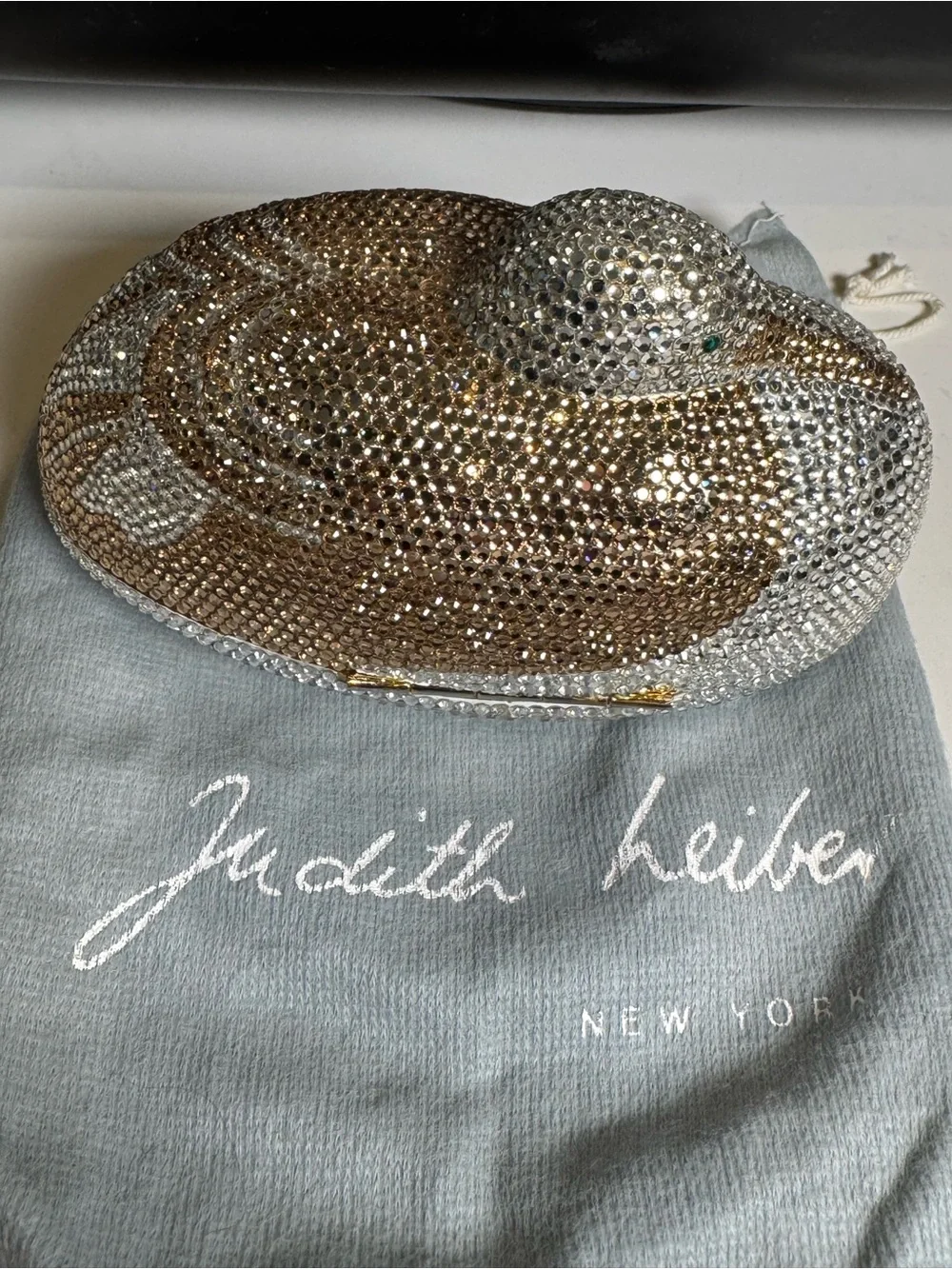 Judith Leiber Crystal-Embellished Hat Minaudière – Silver & Gold